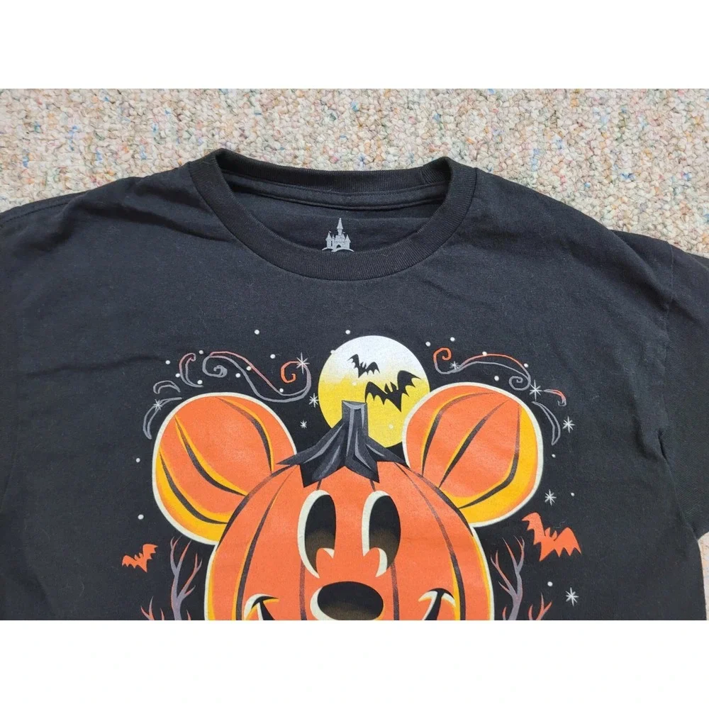 Disney Parks Shirt Kids Large Black Mickey Mouse Pumpkin Happy Halloween 2018